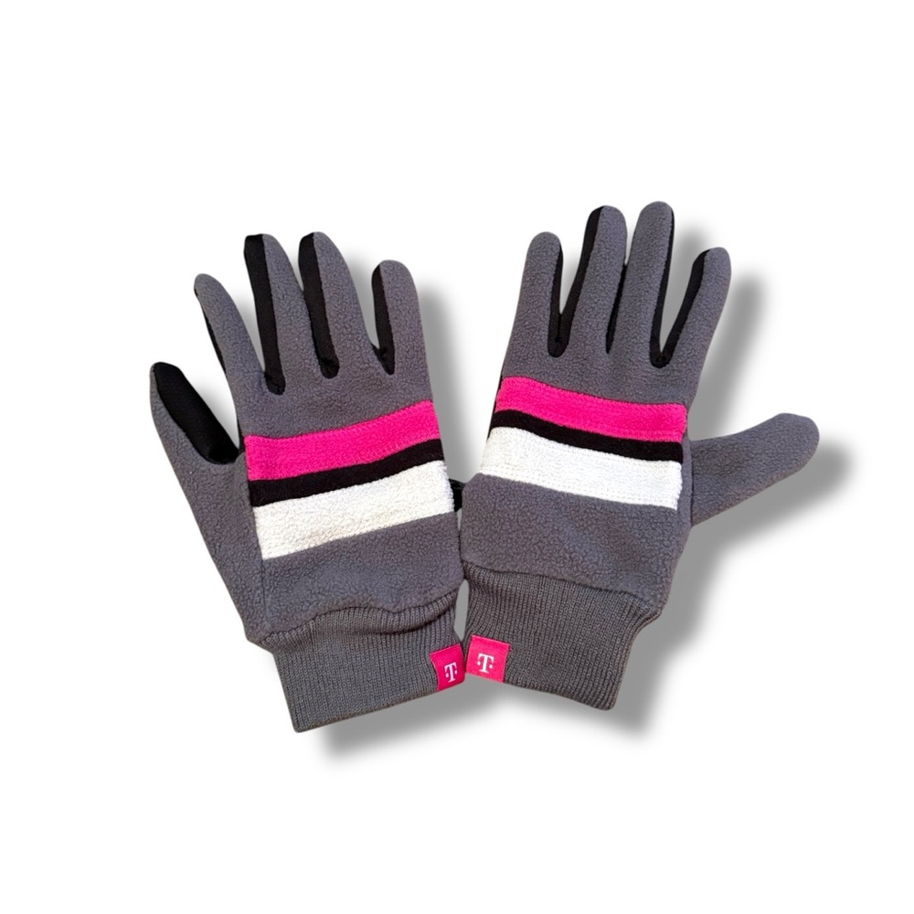 T-Mobile Unisex Gloves Touch Screen Gray Pink White Black‎ Fleece
